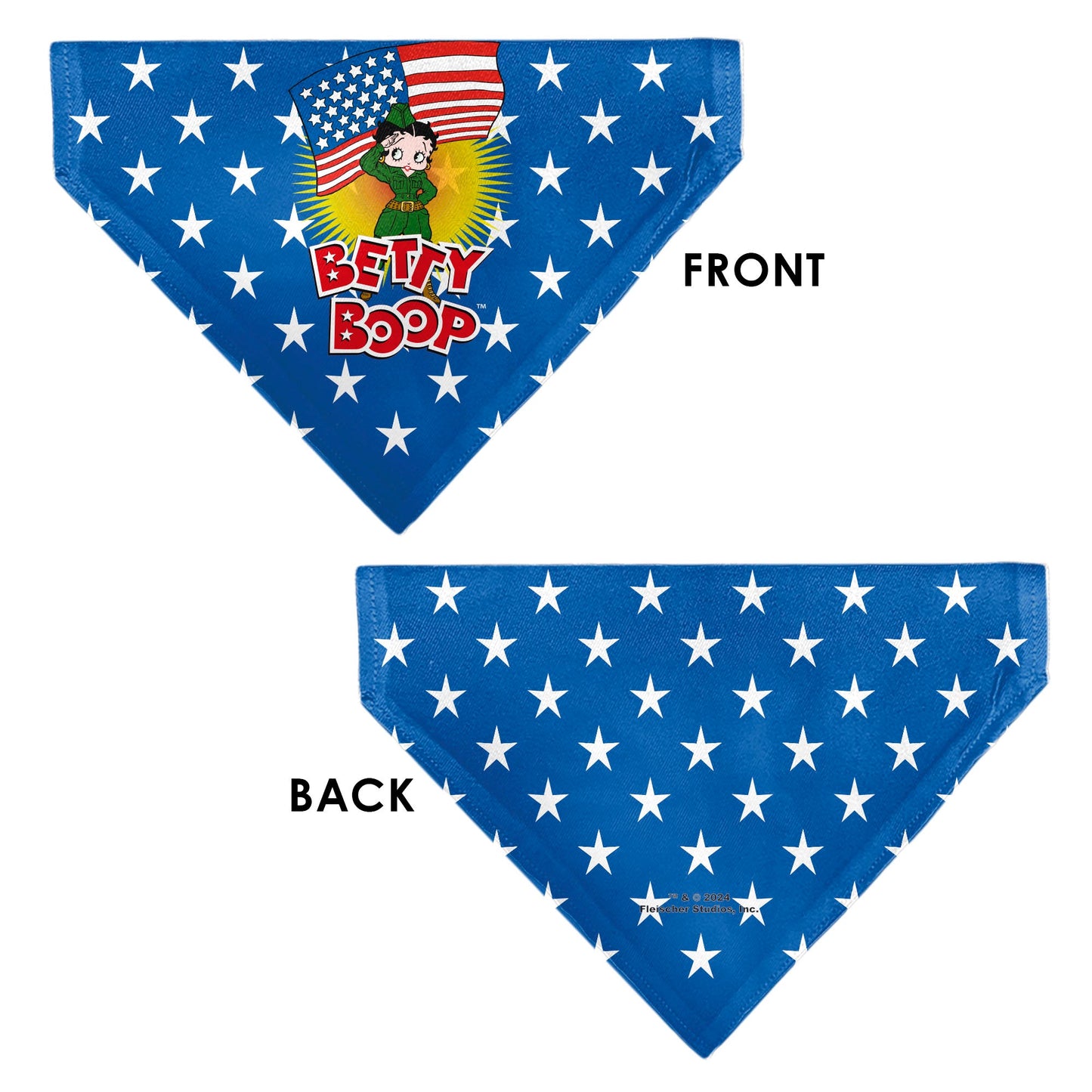 Pet Bandana - Bandana BETTY BOOP Americana Soldier Salute Pose Logo and Stars Blue/White