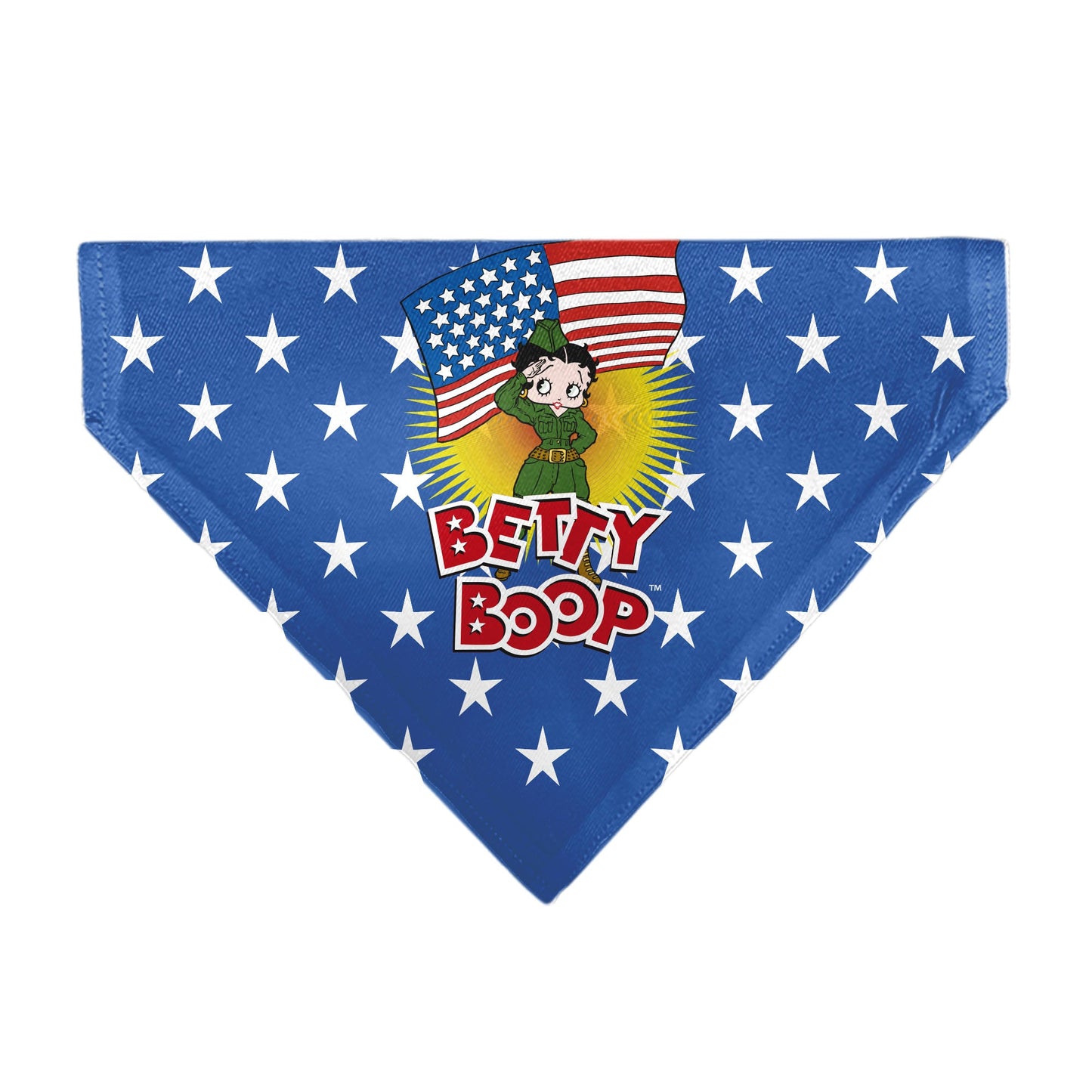 Pet Bandana - Bandana BETTY BOOP Americana Soldier Salute Pose Logo and Stars Blue/White
