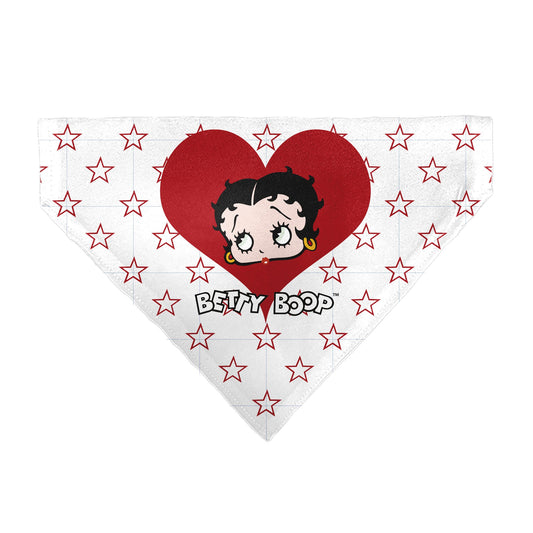 Pet Bandana - Bandana BETTY BOOP Face Heart and Text Stars White/Red