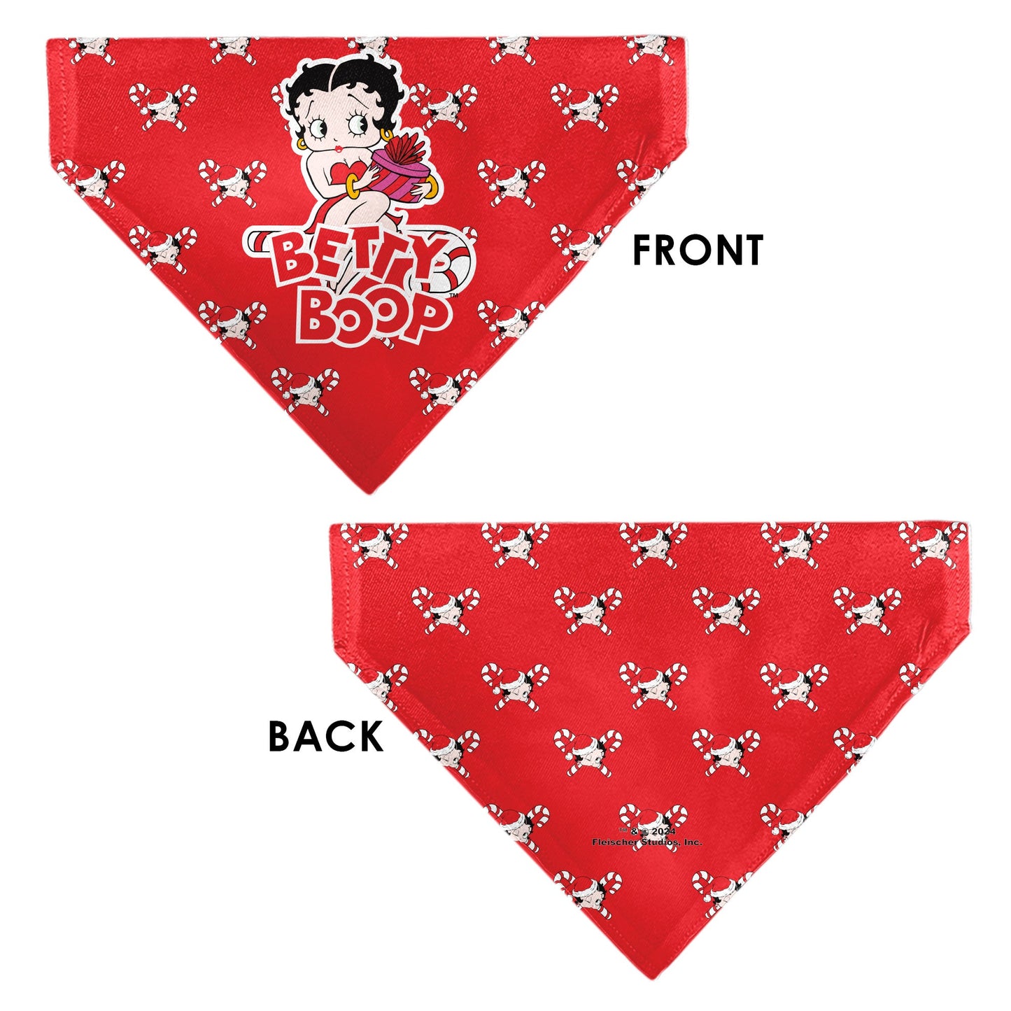 Pet Bandana - Bandana BETTY BOOP Holiday Gift Pose and Santa Betty  Winking Icon Red