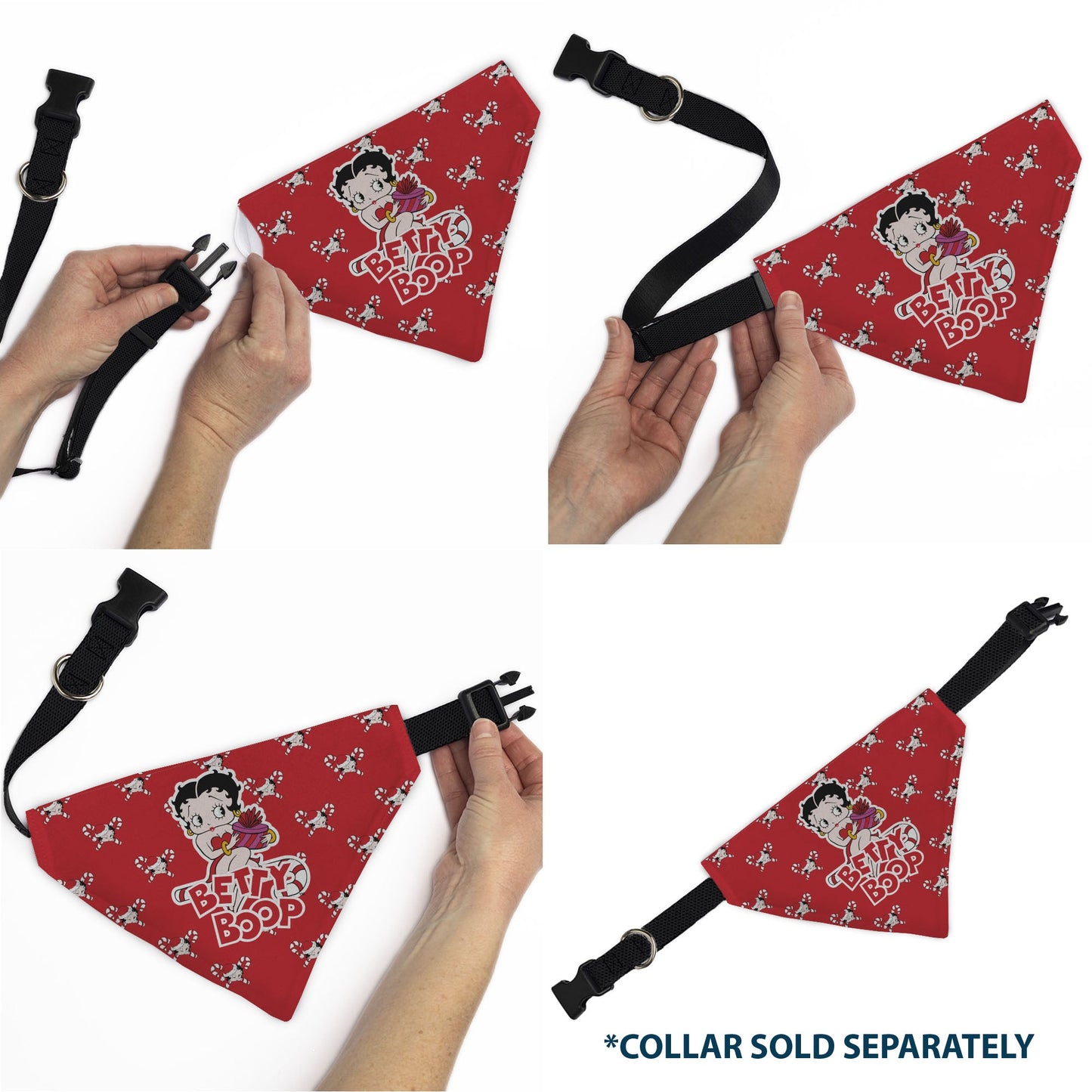 Pet Bandana - Bandana BETTY BOOP Holiday Gift Pose and Santa Betty  Winking Icon Red