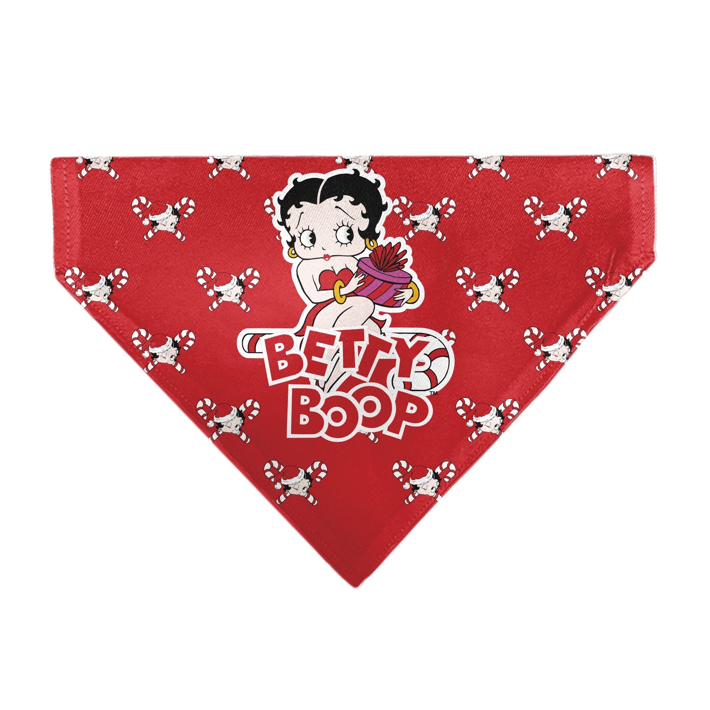 Pet Bandana - Bandana BETTY BOOP Holiday Gift Pose and Santa Betty  Winking Icon Red