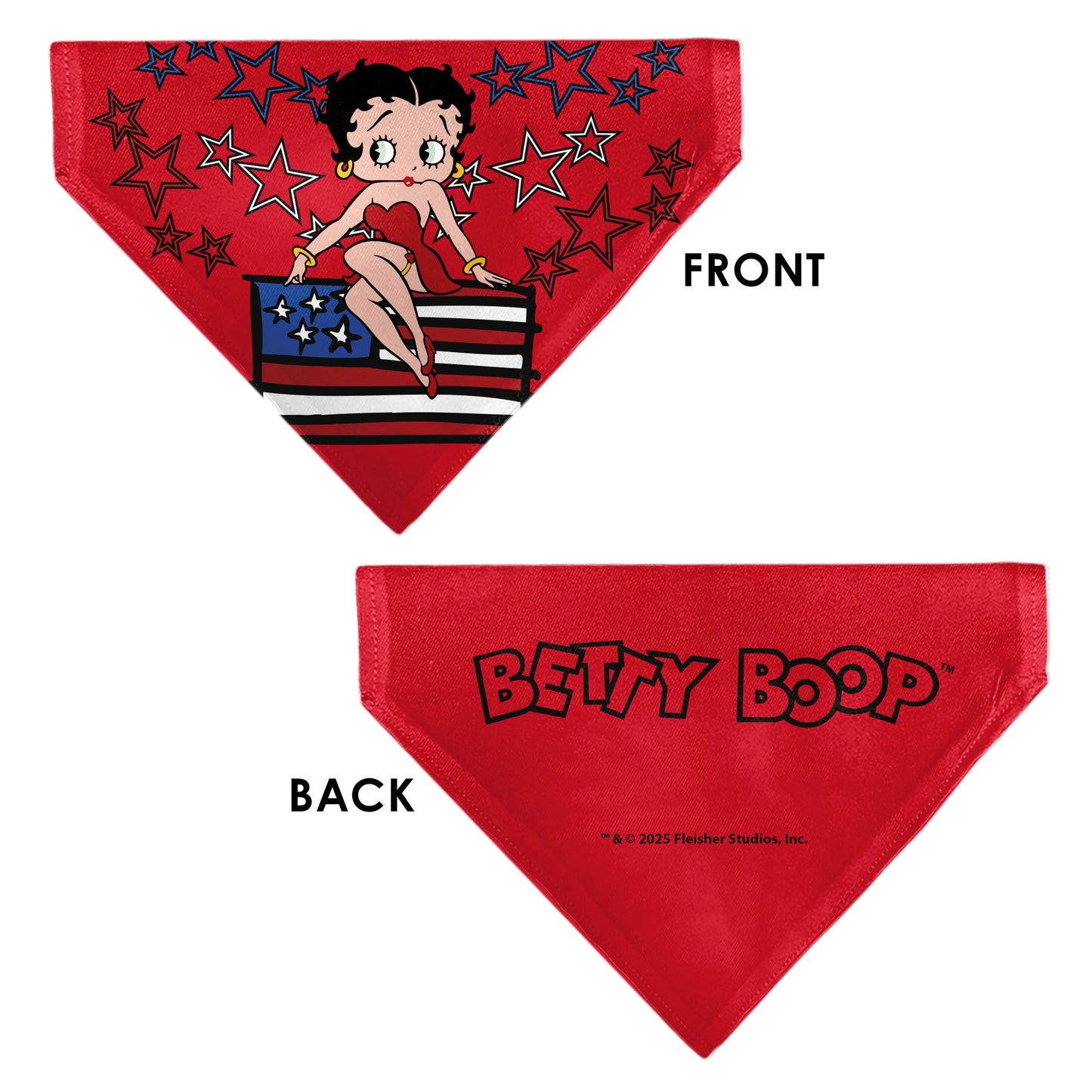 Pet Bandana - Betty Boops Americana Stars and Stripes Pose Reds/White/Blue