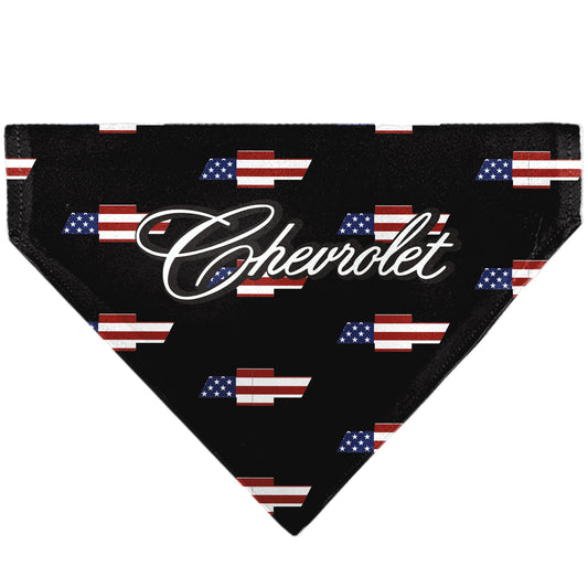 Pet Bandana - CHEVROLET Script and Americana Bowtie Repeat Black