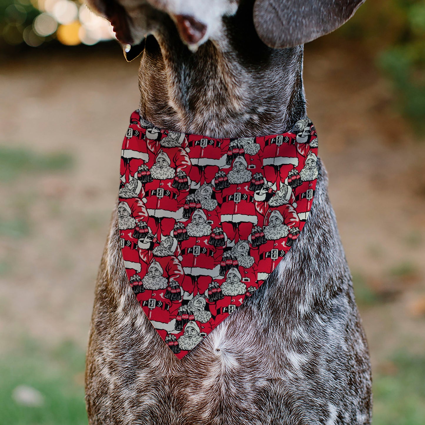 Pet Bandana - Coca-Cola Santa Claus Holiday Poses Stacked Red