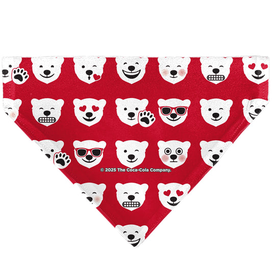 Pet Bandana - ENJOY COCA-COLA Logo and Polar Bear Expressions Red/White