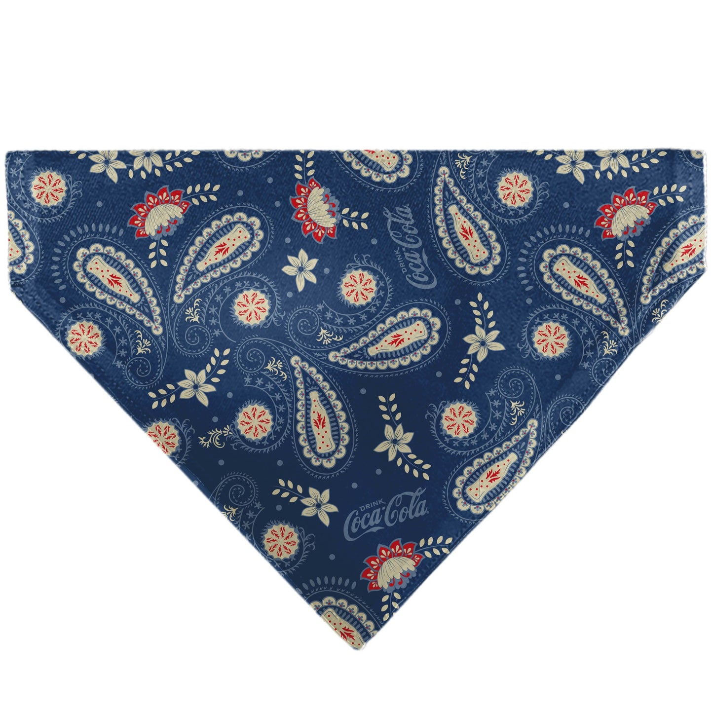 Pet Bandana - COCA-COLA Paisley Bottle Icons Scattered Blues/White/Red