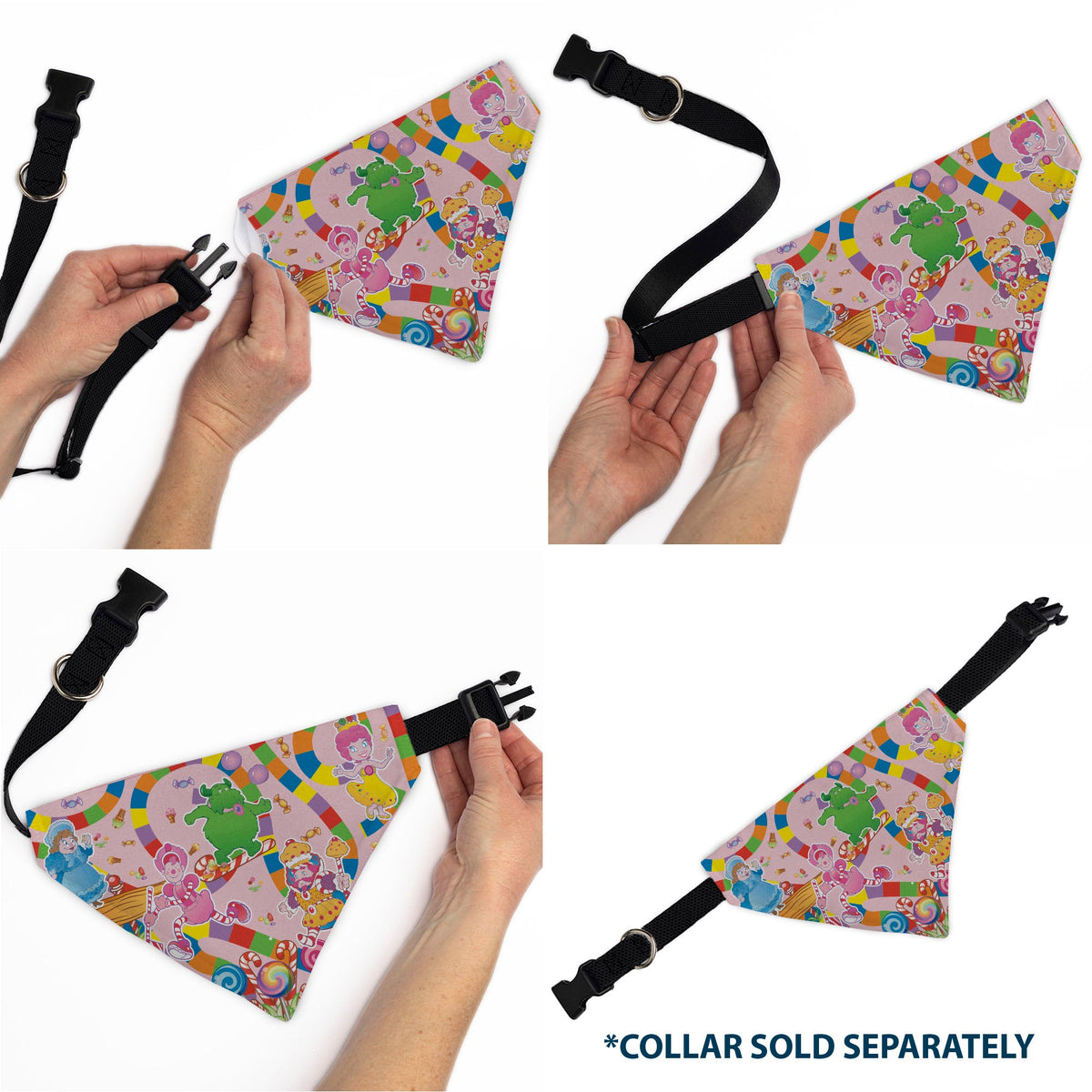 Pet Bandana - CANDY LAND Characters and Icons Collage Pink