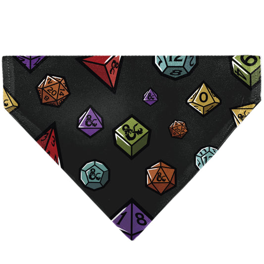 Pet Bandana - Dungeons & Dragons Dice Scattered and Ampersand Logo Dark Gray