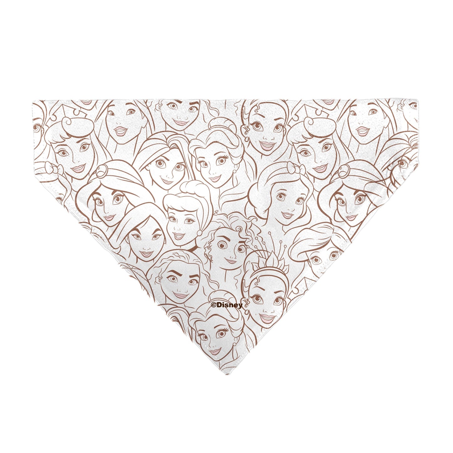 Pet Bandana - Disney Princess Faces Stacked White/Brown
