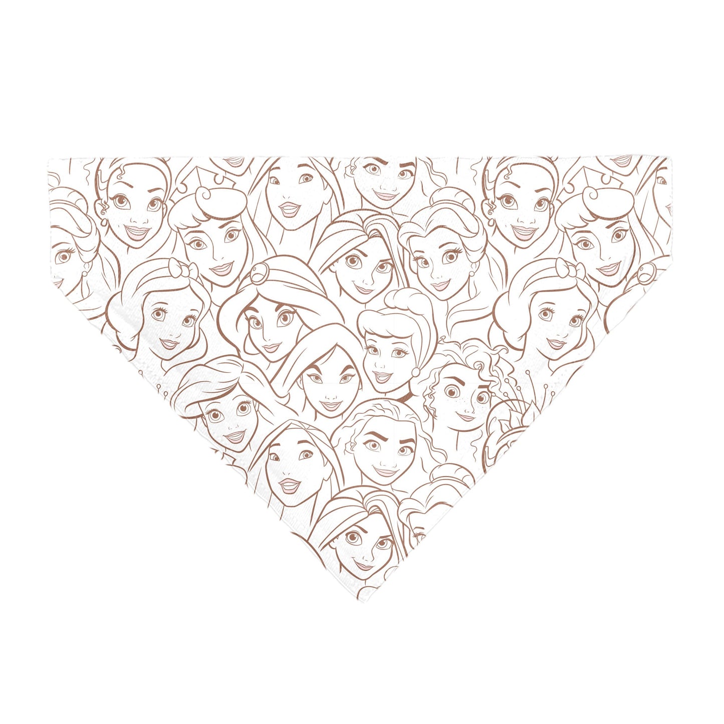 Pet Bandana - Disney Princess Faces Stacked White/Brown