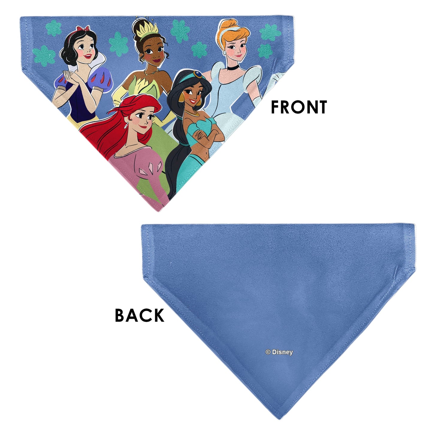 Pet Bandana - Disney Five Princesses Group Pose and Flowers Blues