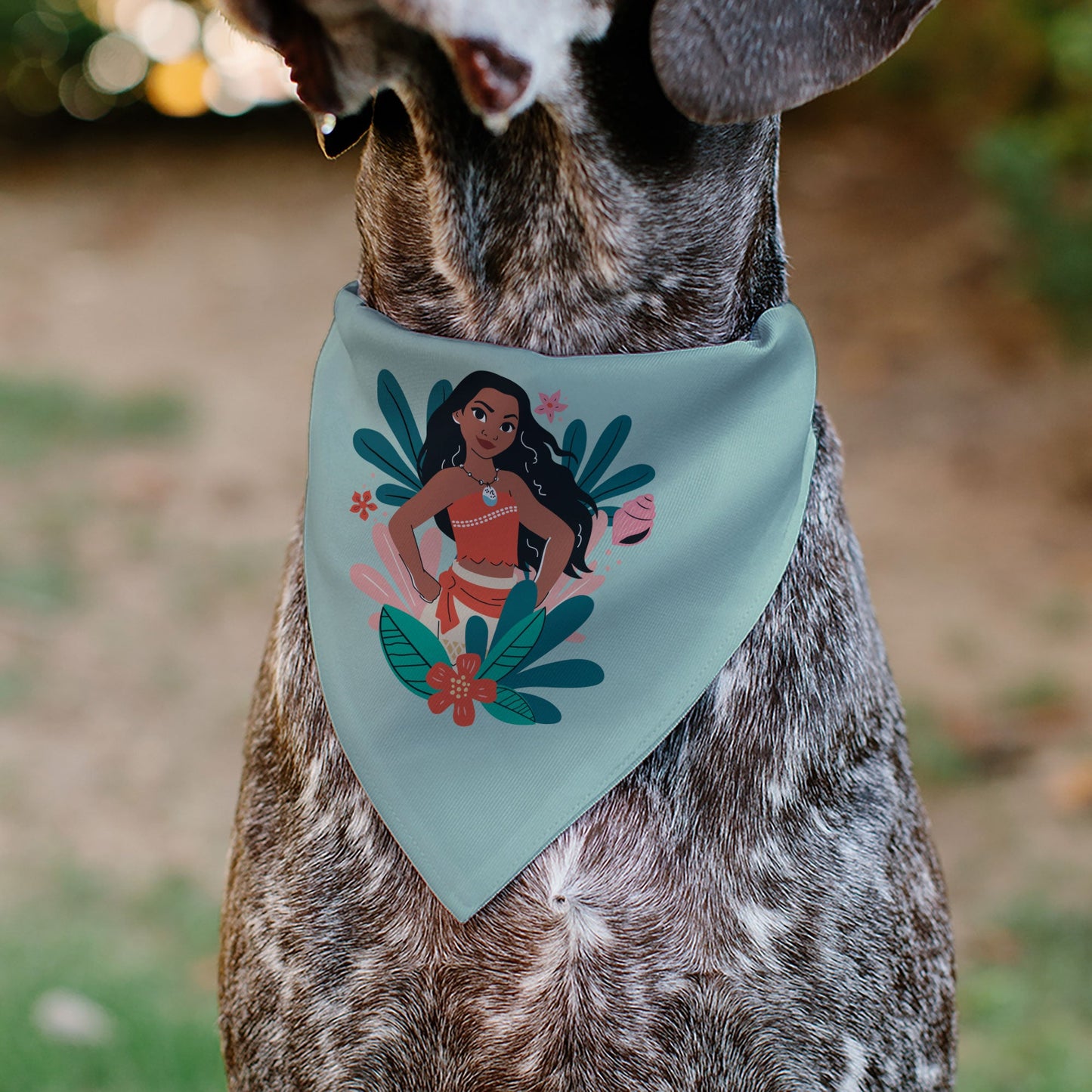 Pet Bandana - Moana Standing Pose and Plants Greens