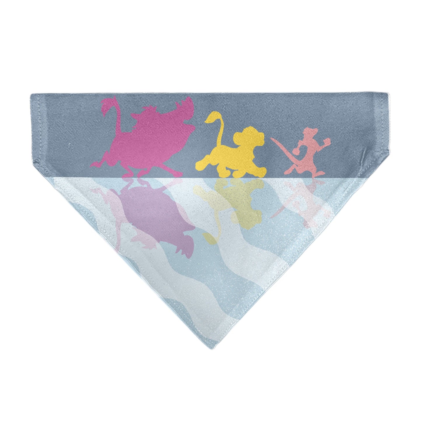 Pet Bandana - Lion King No Worries Silhouette Reflection Pose Blues/Pinks/Yellow
