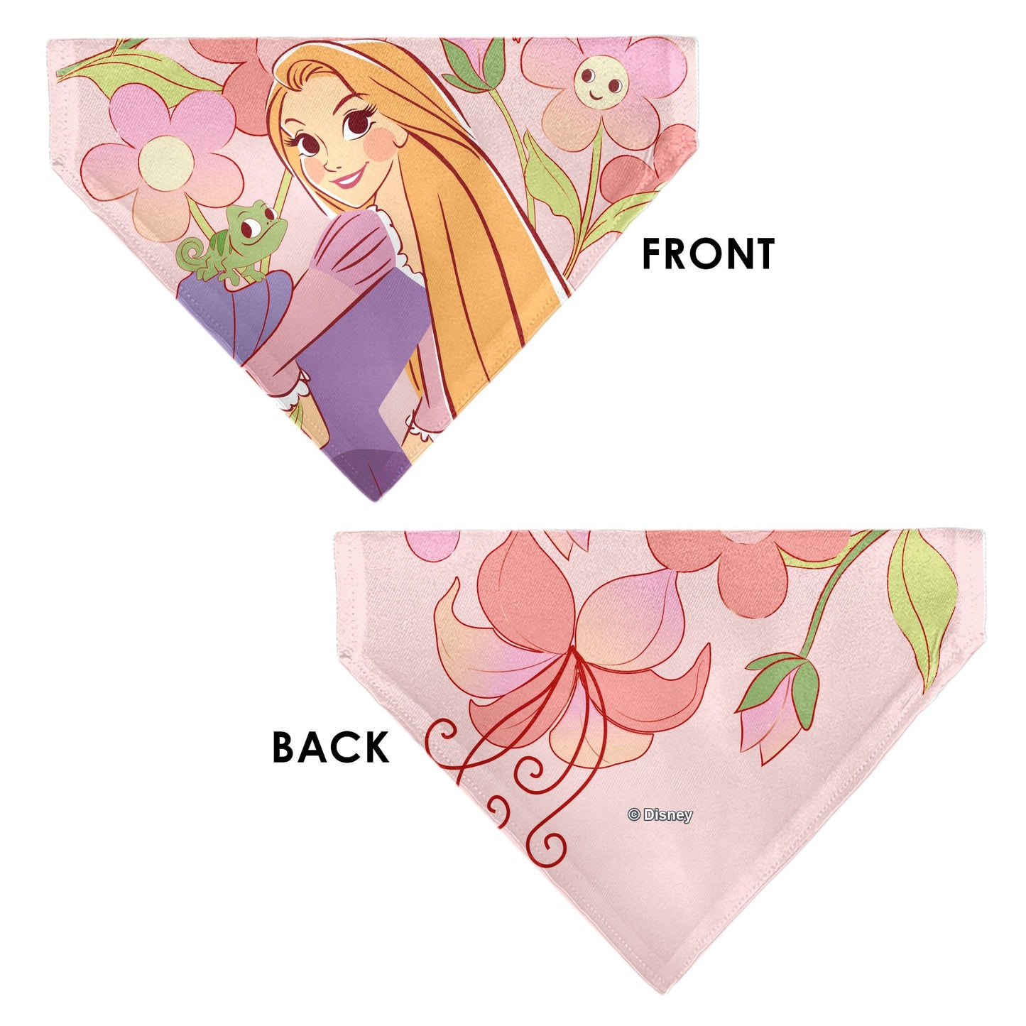 Pet Bandana - Tangled Rapunzel and Pascal Flowers Pose Pinks