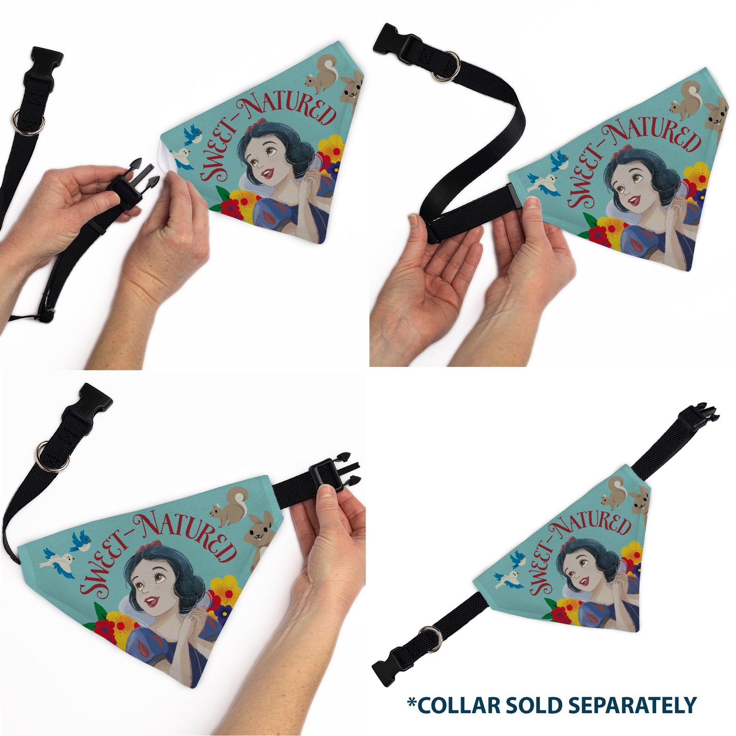 Pet Bandana - Snow White SWEET NATURED Pose Blue