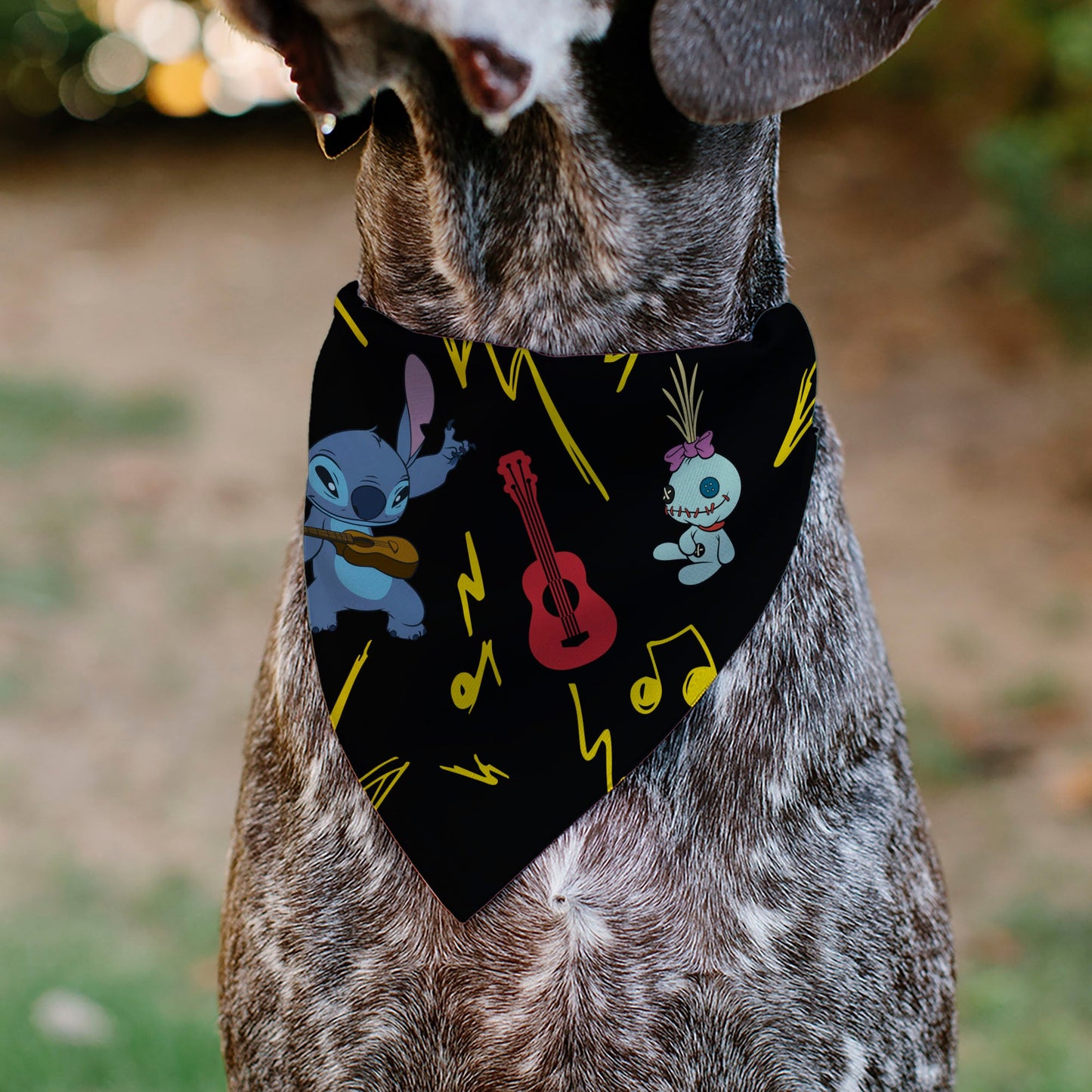 Pet Bandana - Stitch and Scrump Ukulele Jam Pose Black/Yellow