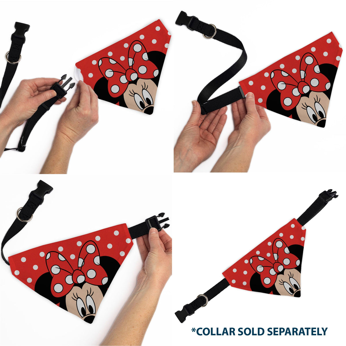Pet Bandana - Minnie Mouse Face Polka Dot Red/White