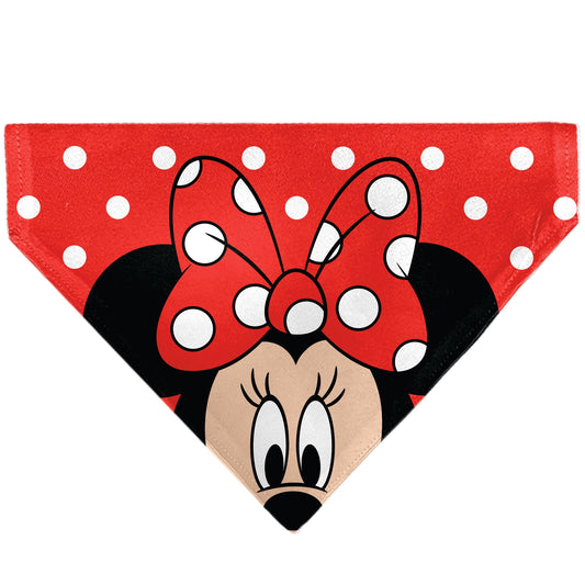 Pet Bandana - Minnie Mouse Face Polka Dot Red/White
