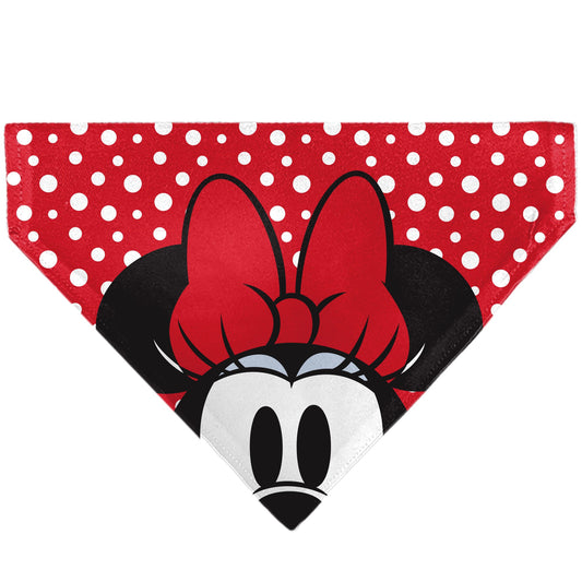 Pet Bandana - Minnie Mouse Button Eyes Pose Polka Dot Red/White