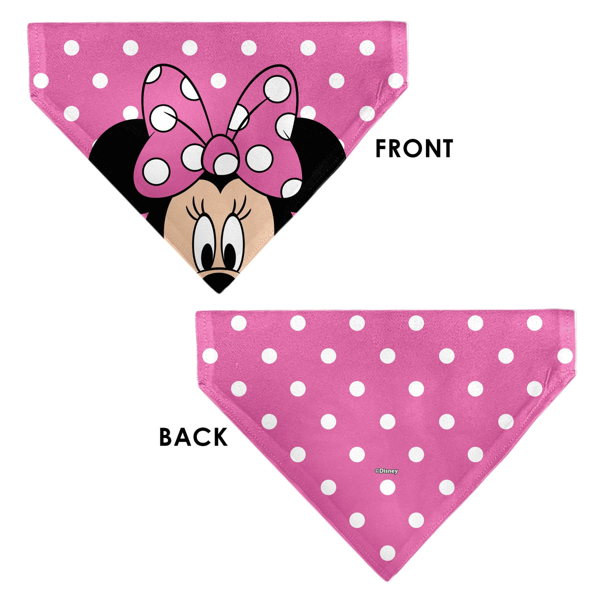 Pet Bandana - Minnie Mouse Face Polka Dot Pink/White