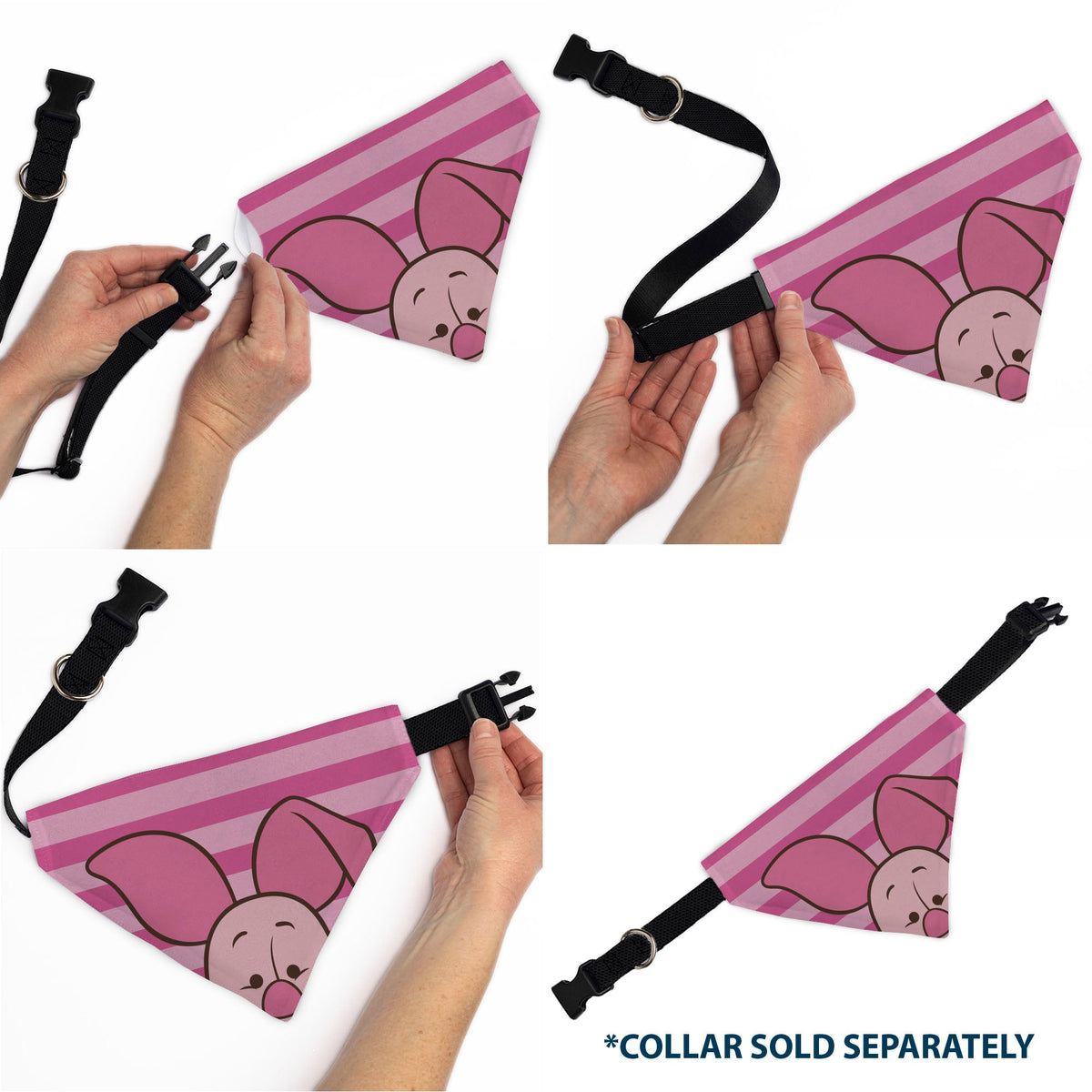 Pet Bandana - Piglet Face and Stripes Pinks