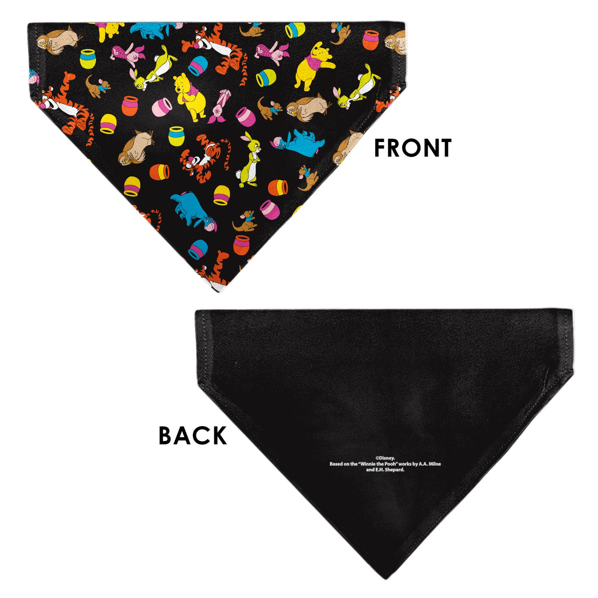 Pet Bandana - Winnie the Pooh Characters and Hunny Pots Collage Black