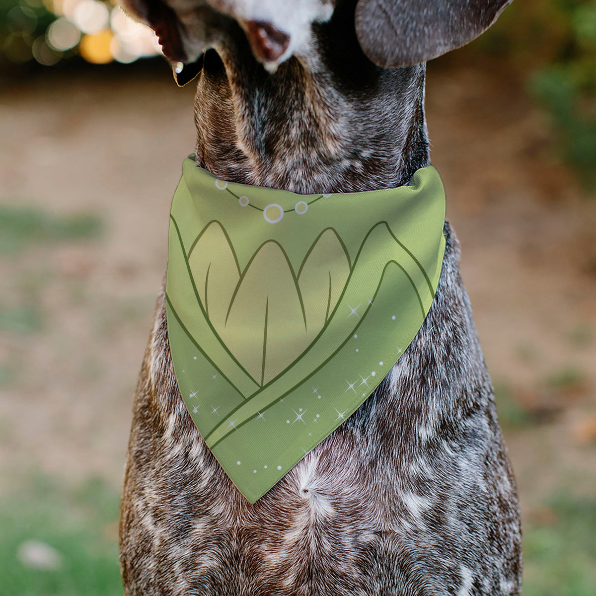 Pet Bandana - The Princess and the Frog Princess Tiana Dress Print Greens/Yellow