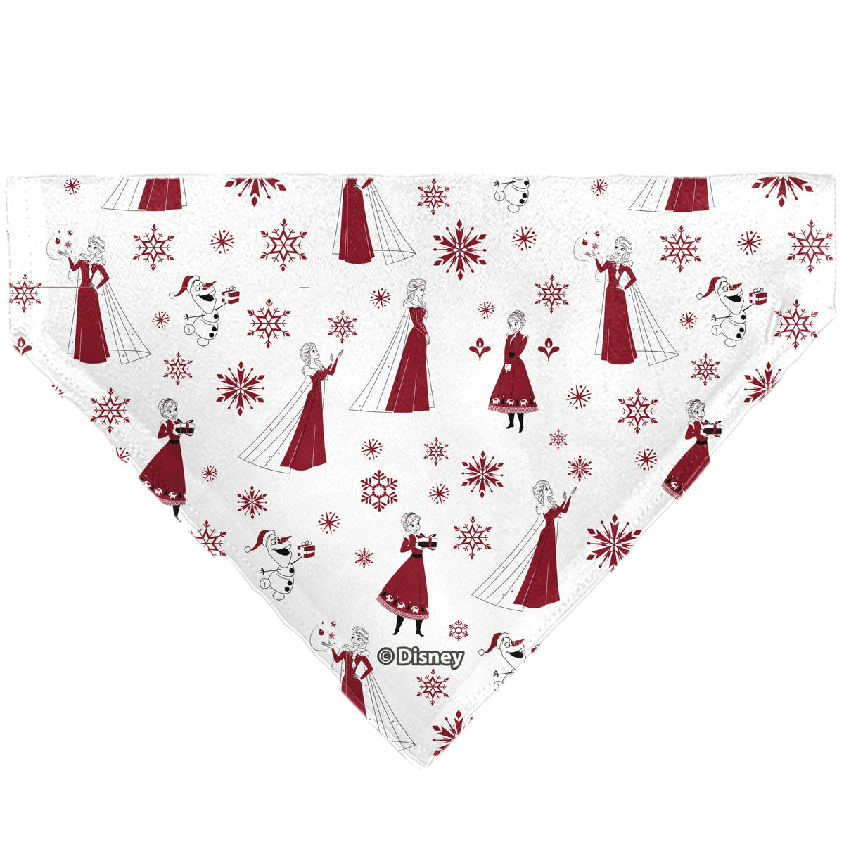 Pet Bandana - Frozen Olaf SNOW MUCH FUN Pose with Anna and Else Poses White/Red