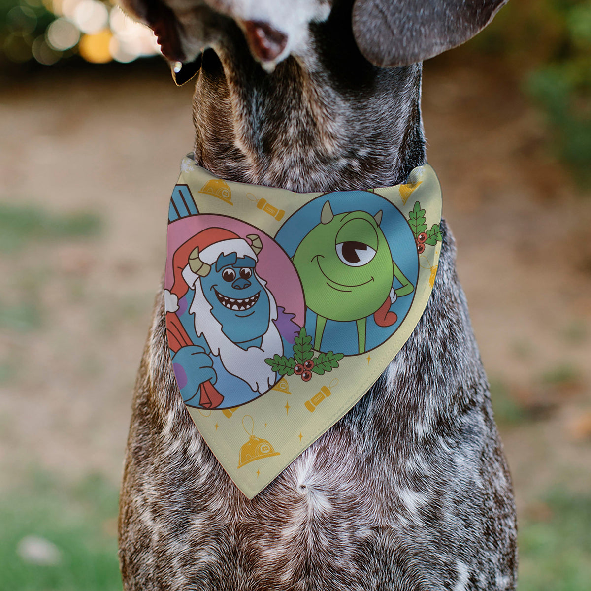 Pet Bandana - Monsters Sulley and Mike Holiday SEASON'S SCREAMINGS Poses Yellows