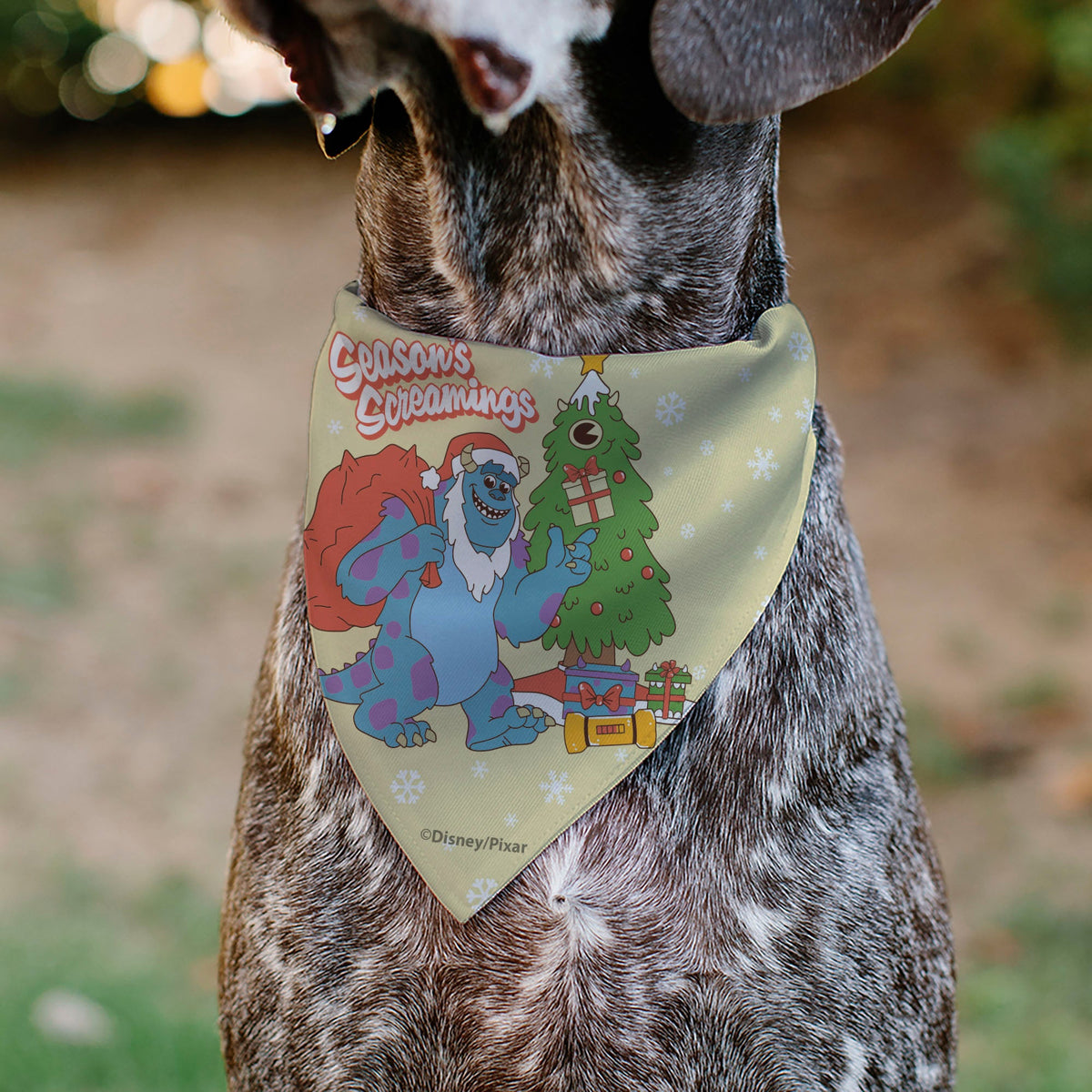 Pet Bandana - Monsters Sulley and Mike Holiday SEASON'S SCREAMINGS Poses Yellows