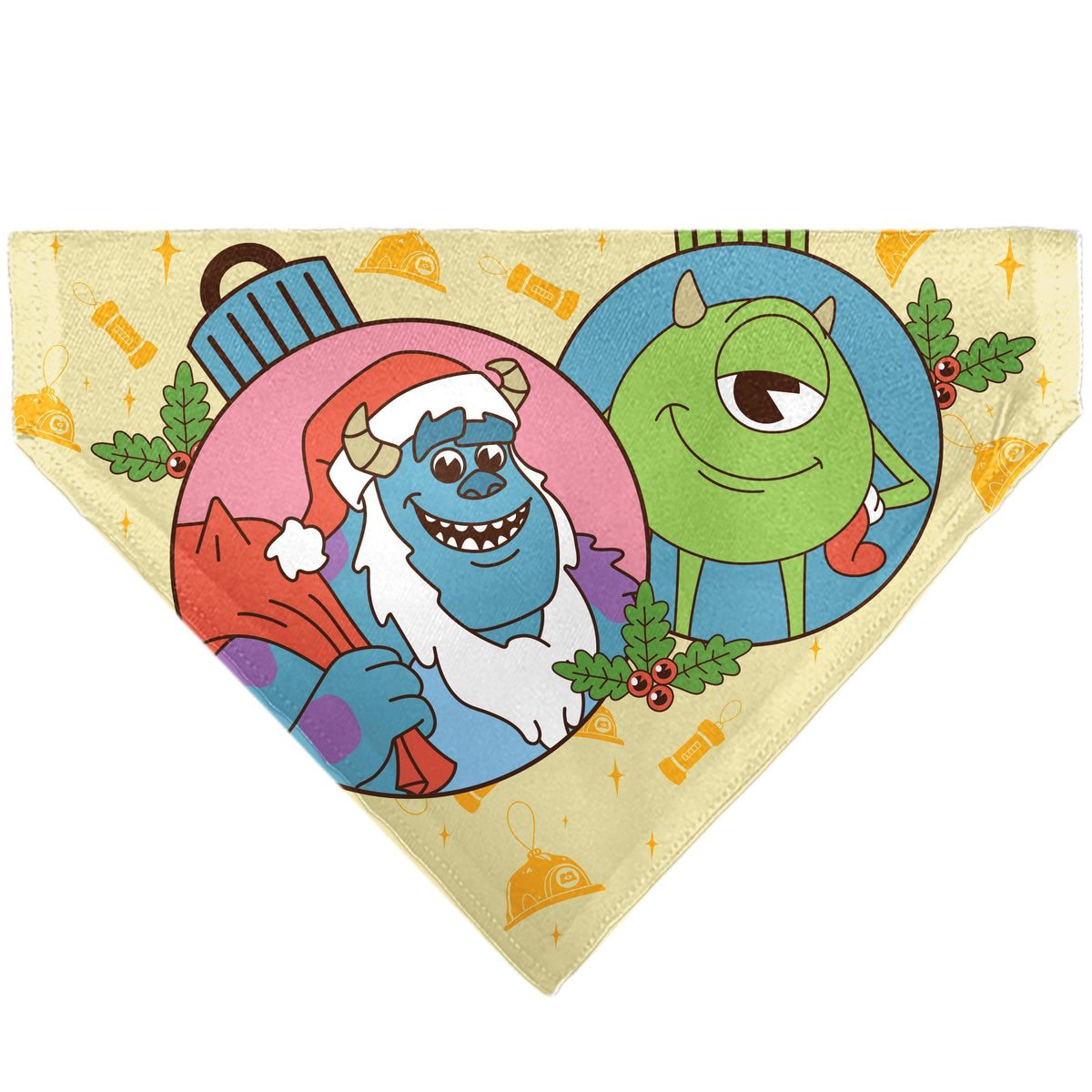 Pet Bandana - Monsters Sulley and Mike Holiday SEASON'S SCREAMINGS Poses Yellows