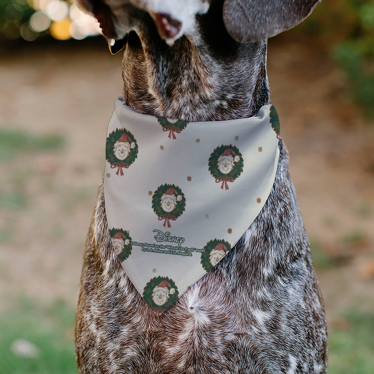 Pet Bandana - Winnie the Pooh and Piglet FEELS LIKE CHRISTMAS Holiday Pose Beige