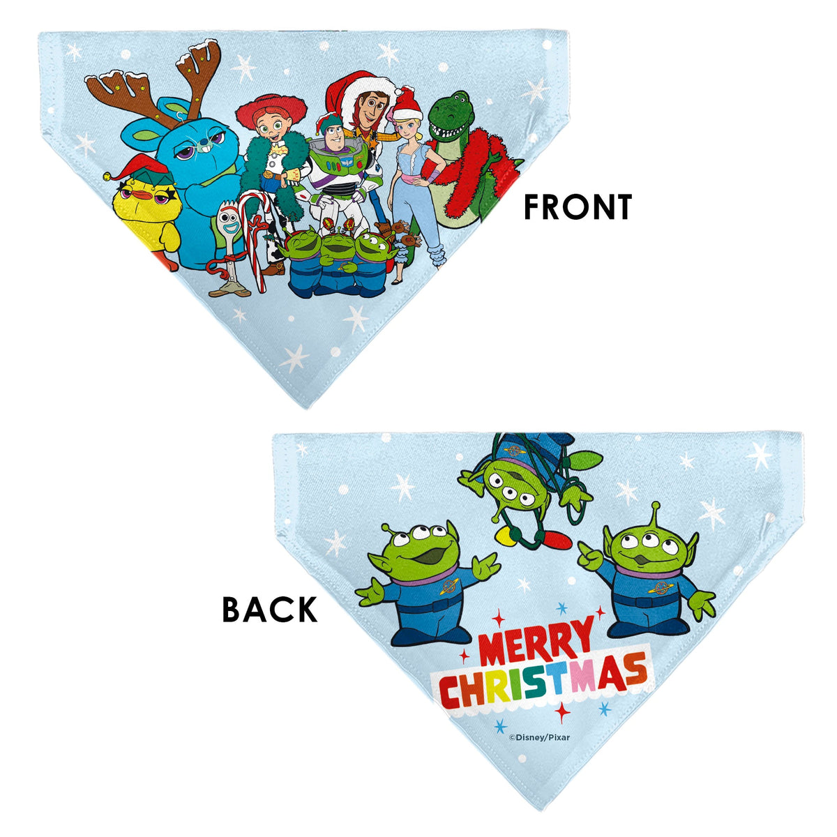 Pet Bandana - Holiday Toy Story 4 Characters MERRY CHRISTMAS Group Pose Light Blue