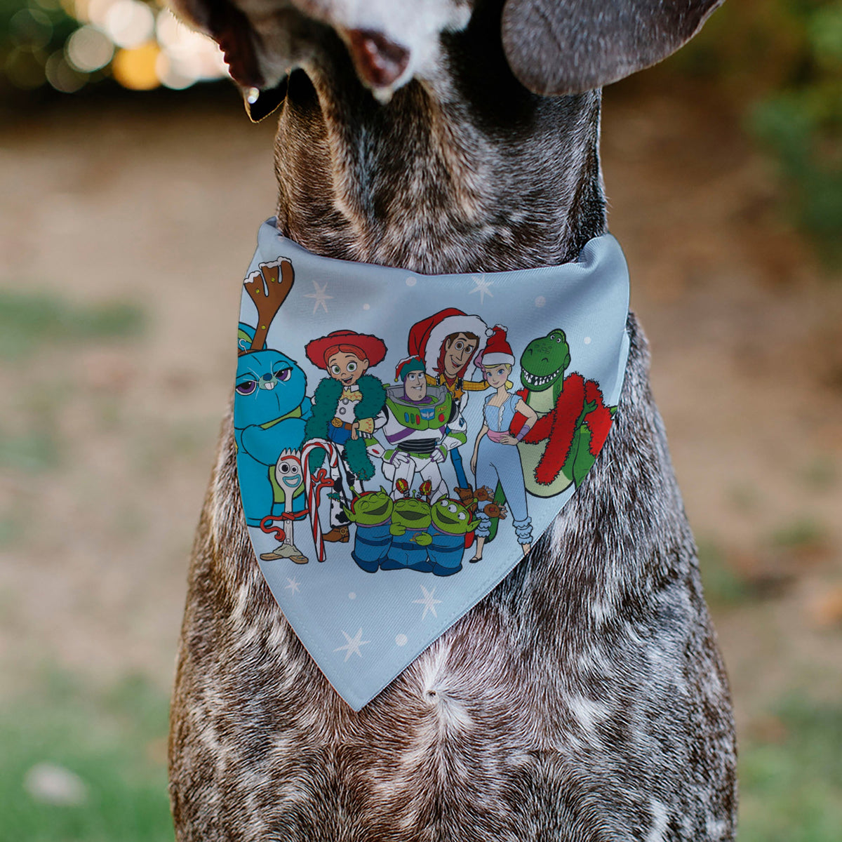 Pet Bandana - Holiday Toy Story 4 Characters MERRY CHRISTMAS Group Pose Light Blue