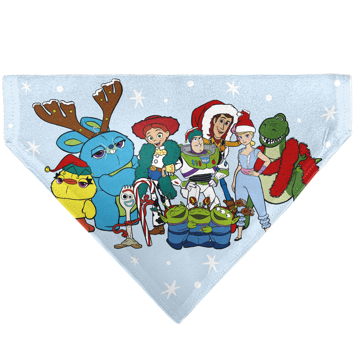 Pet Bandana - Holiday Toy Story 4 Characters MERRY CHRISTMAS Group Pose Light Blue