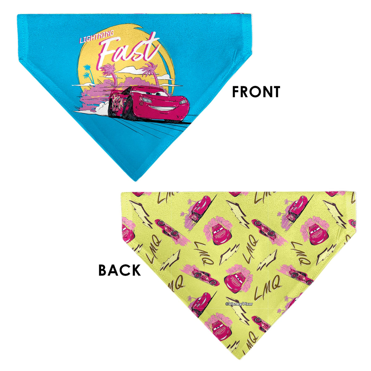 Pet Bandana - Cars Lightning McQueen LIGHTNING FAST Pose and Icons