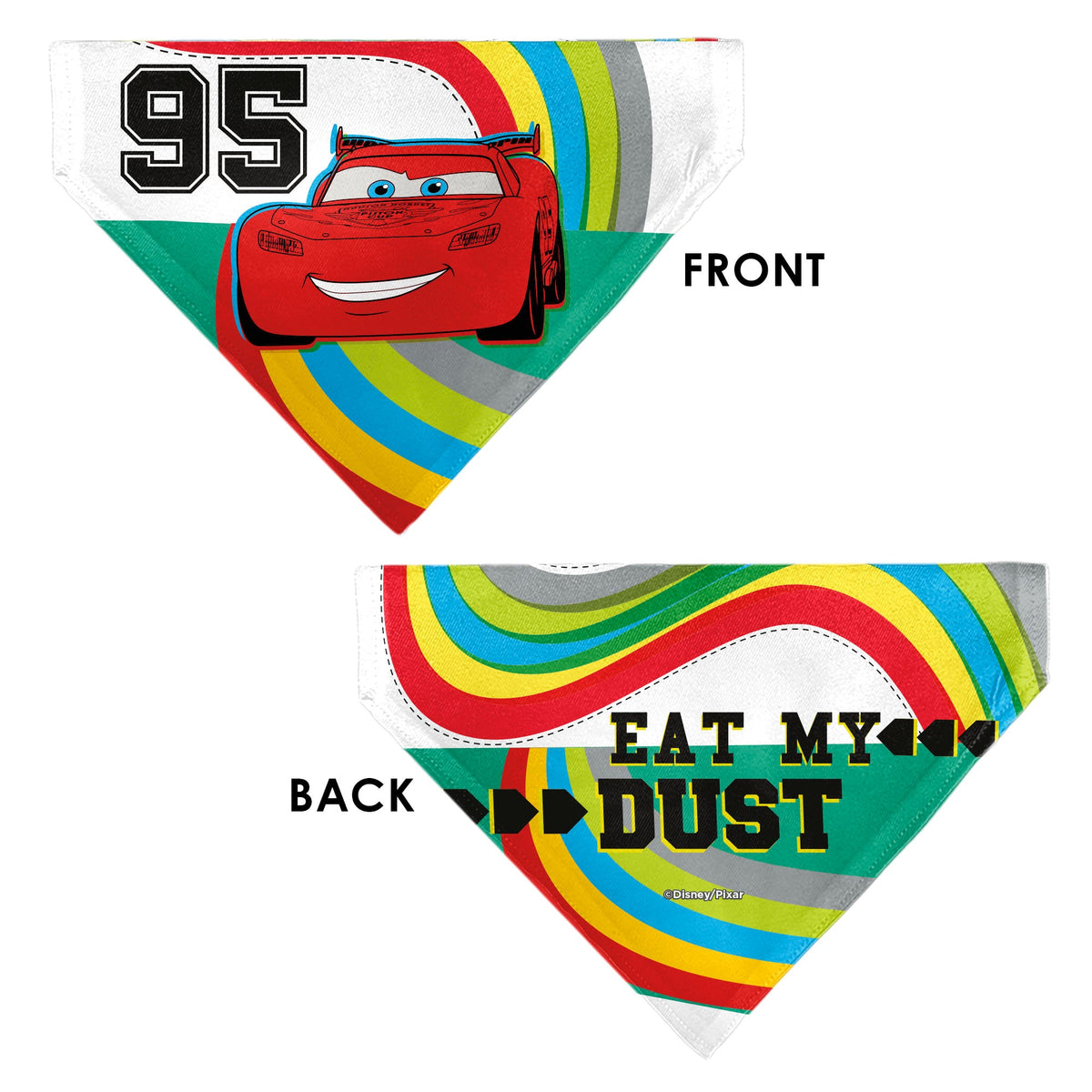 Pet Bandana - Cars Lightning McQueen EAT MY DUST Pose Multi Color