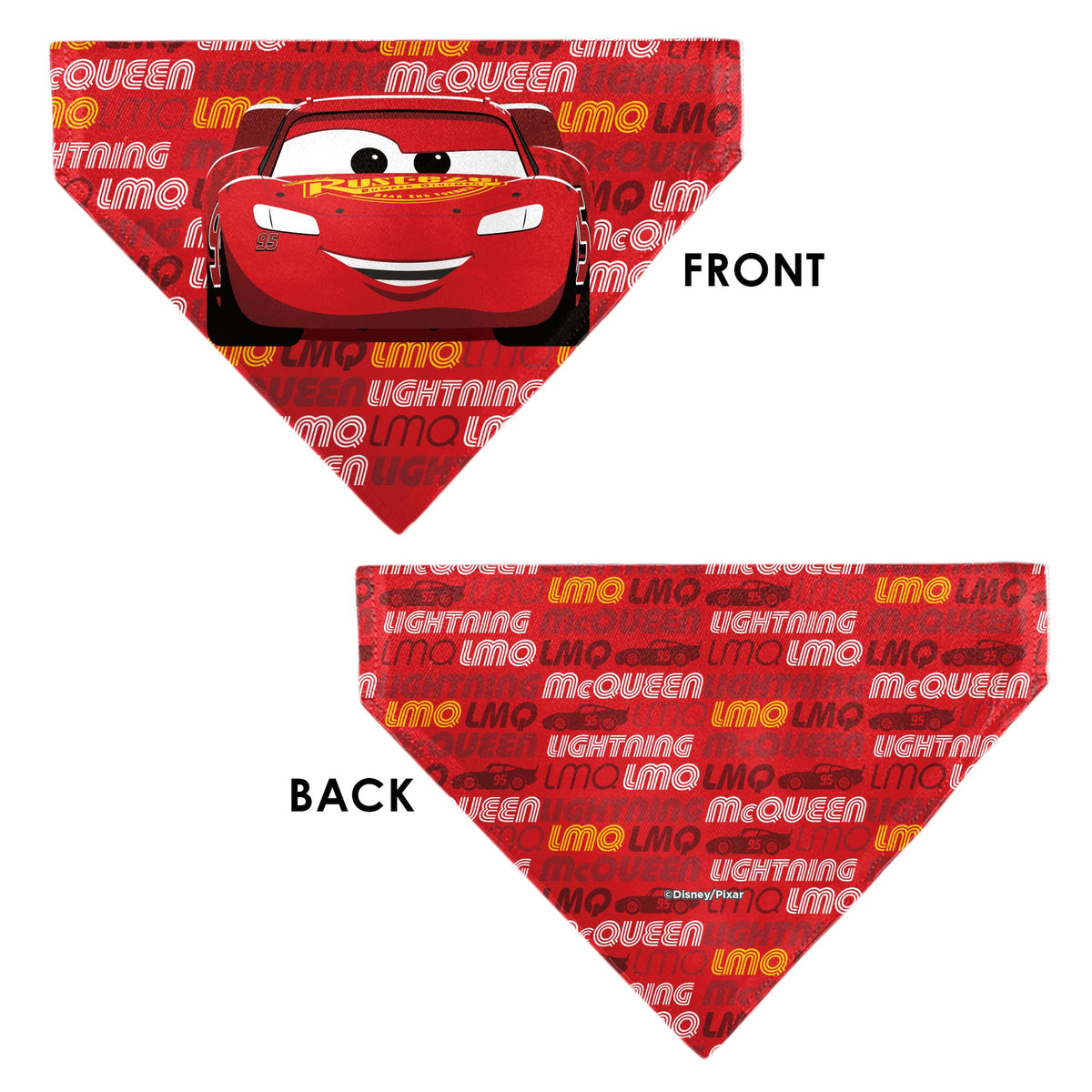Pet Bandana - Cars LMQ LIGHTNING MCQUEEN Pose and Text Red
