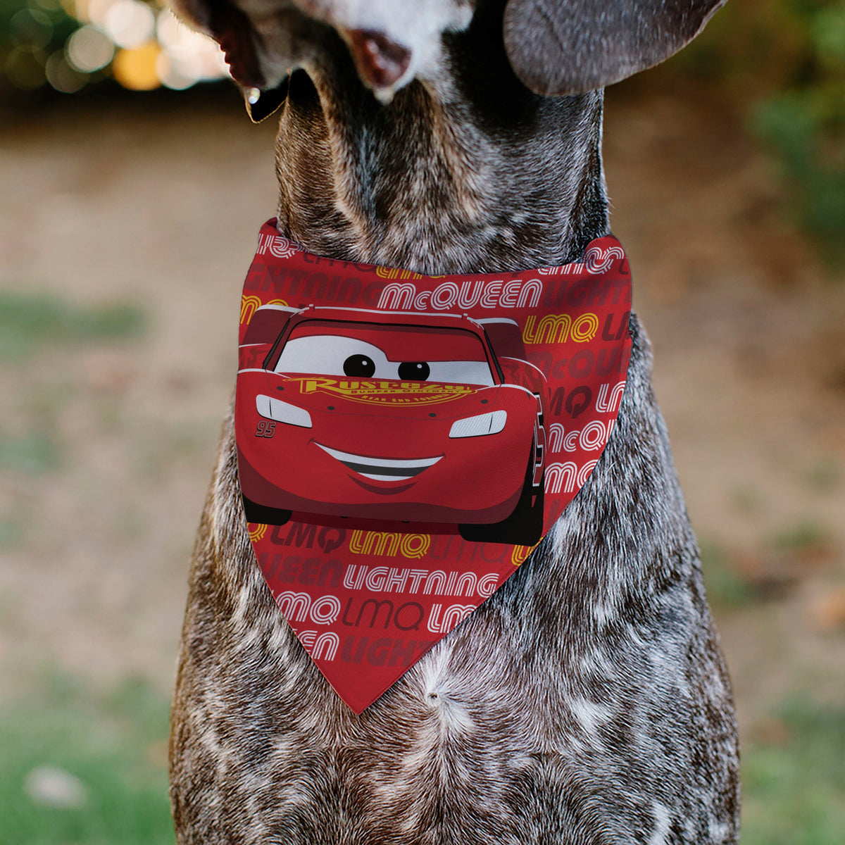 Pet Bandana - Cars LMQ LIGHTNING MCQUEEN Pose and Text Red