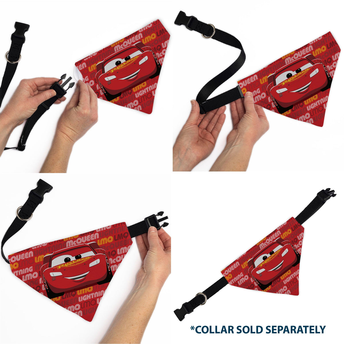 Pet Bandana - Cars LMQ LIGHTNING MCQUEEN Pose and Text Red