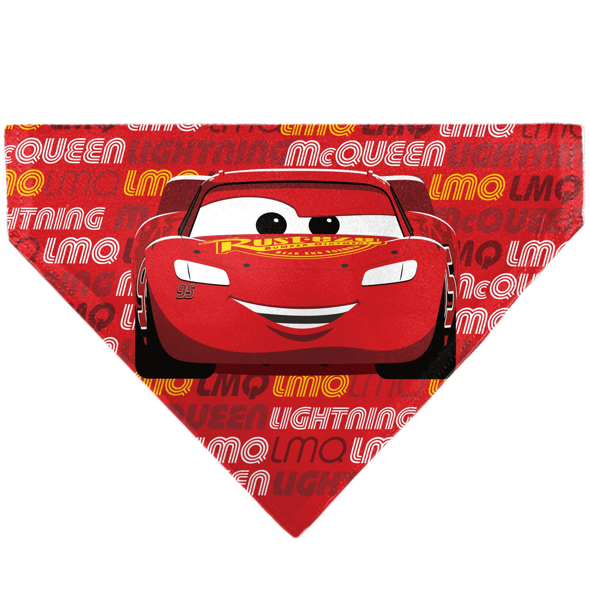 Pet Bandana - Cars LMQ LIGHTNING MCQUEEN Pose and Text Red