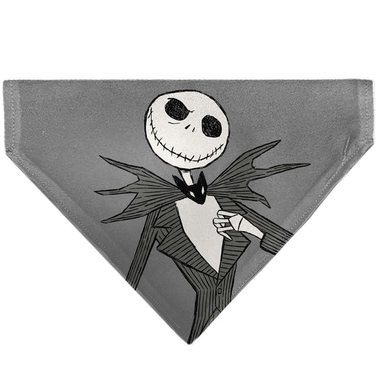 Pet Bandana - The Nightmare Before Christmas JACK Smiling Pose and Text Gray