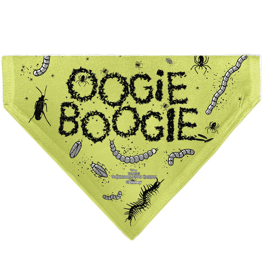 Pet Bandana - The Nightmare Before Christmas OOGIE BOOGIE Pose with Text and Bugs Collage Gray/Lime Green