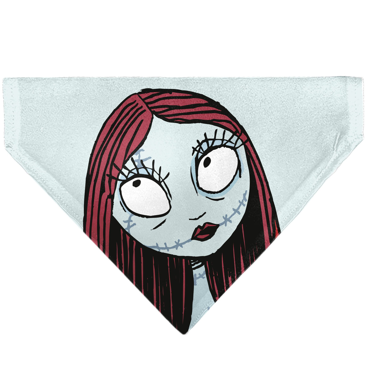 Pet Bandana - The Nightmare Before Christmas SALLY Face with Text and Potions Collage Light Blue