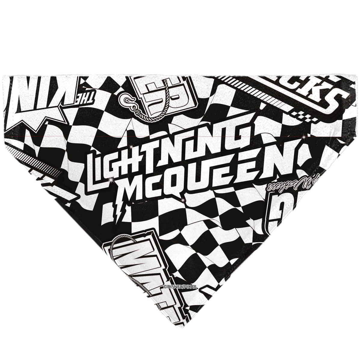 Pet Bandana - Cars LIGTNING MCQUEEN Checker Flag Collage White/Black
