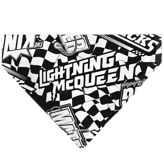 Pet Bandana - Cars LIGTNING MCQUEEN Checker Flag Collage White/Black