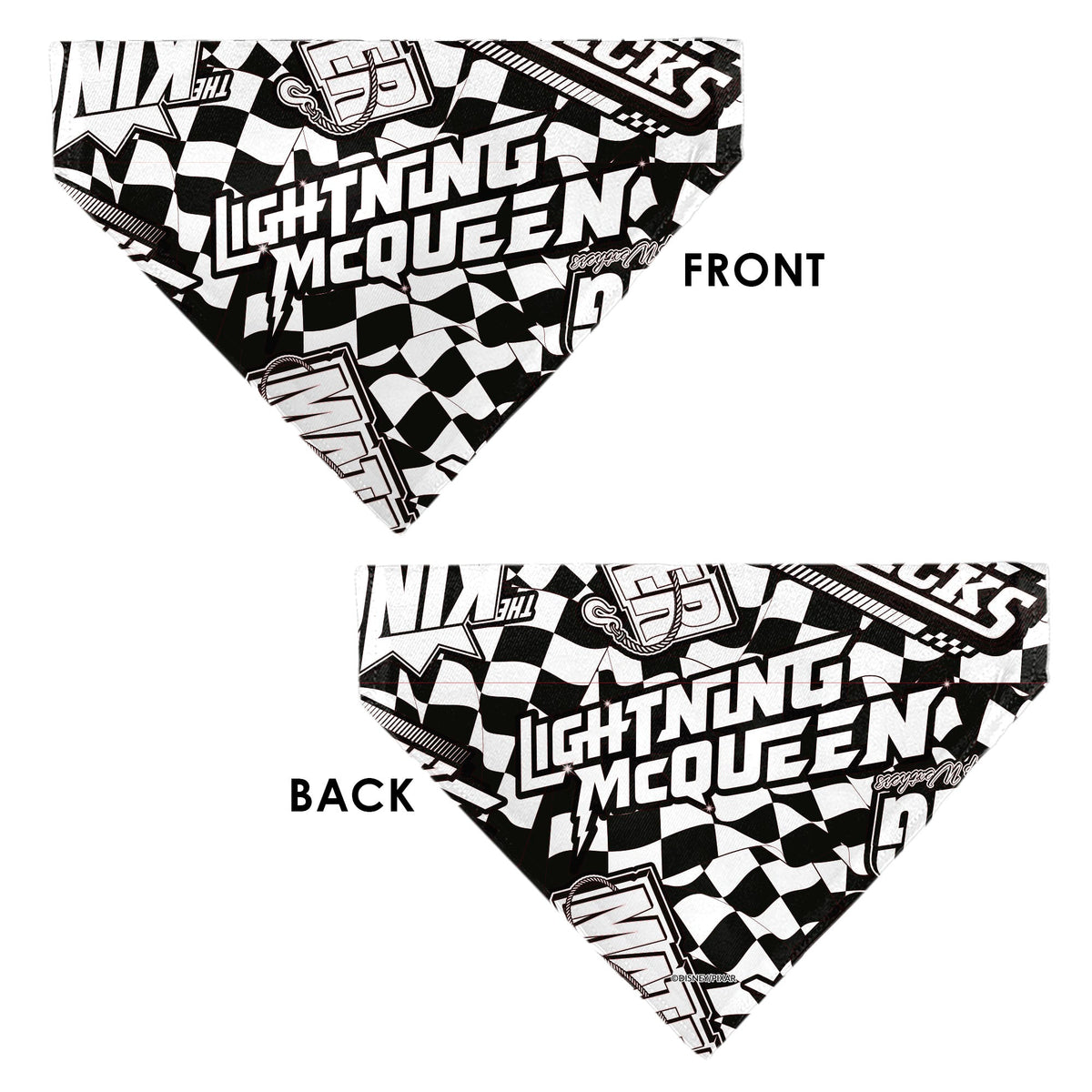 Pet Bandana - Cars LIGTNING MCQUEEN Checker Flag Collage White/Black