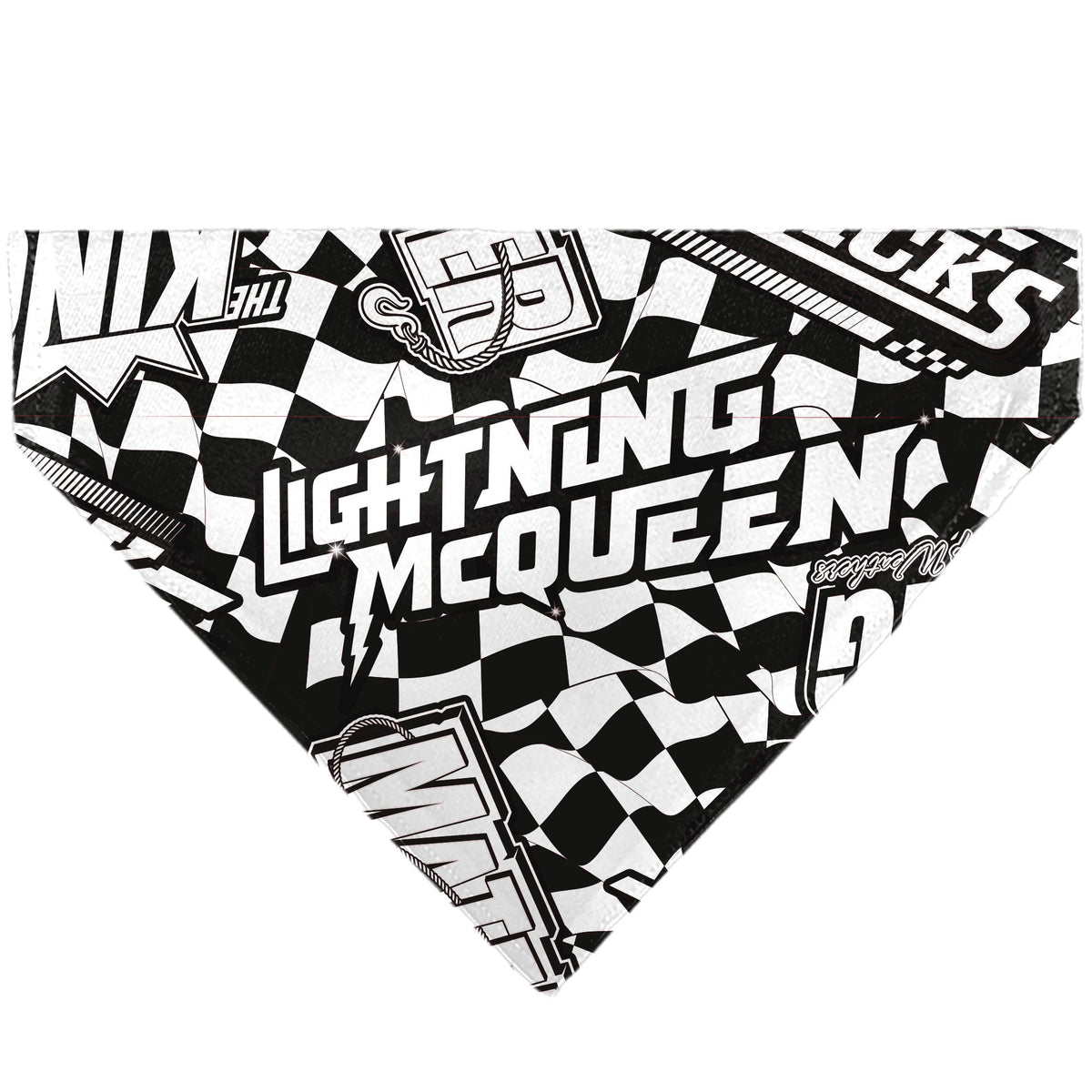 Pet Bandana - Cars LIGTNING MCQUEEN Checker Flag Collage White/Black