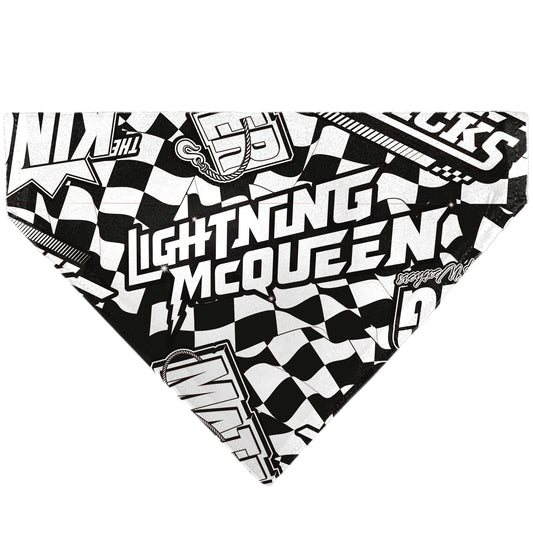 Pet Bandana - Cars LIGTNING MCQUEEN Checker Flag Collage White/Black